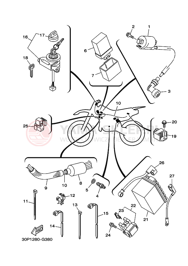 Schemat "układ elektryczny" do Yamaha TT-R125LWE
