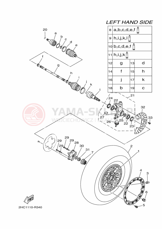 Schemat "Koło przód" do Yamaha YXZ1000R SE