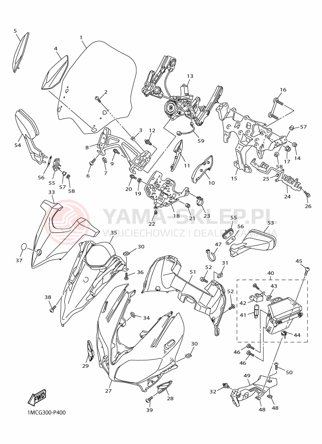 Schemat "Obudowa silnika" do Yamaha FJR1300AE