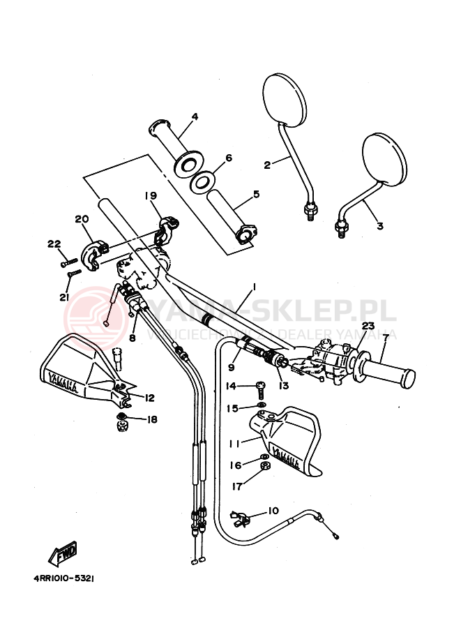 Schemat "Kierownica i osprzęt" do Yamaha TT250R