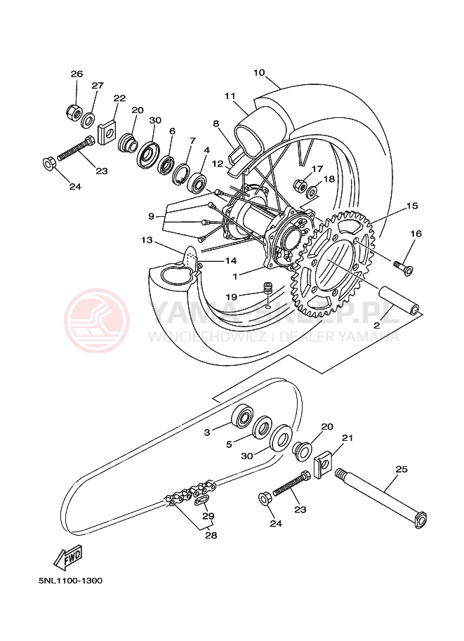 Schemat "Koło tył" do Yamaha YZ250F