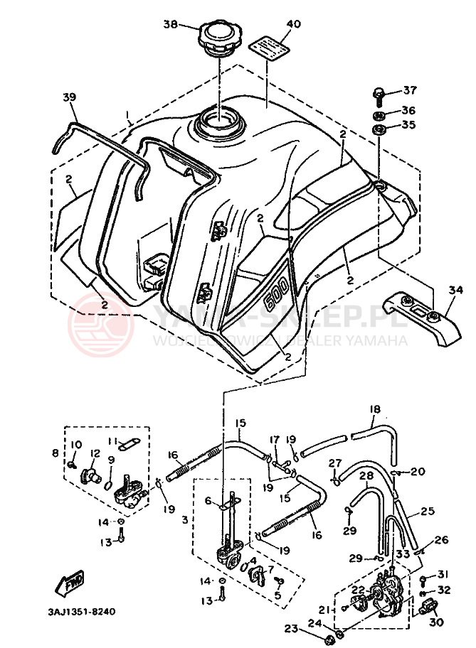 Schemat "zbiornik paliwa" do Yamaha XT600Z TENERE