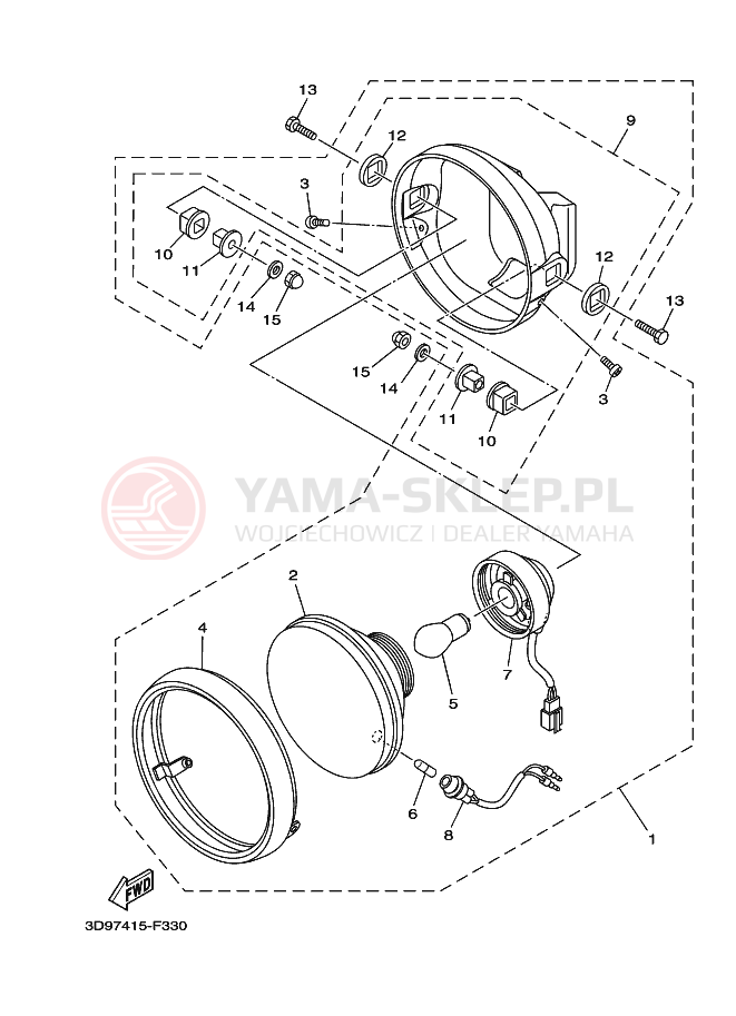 Schemat "Lampa przód" do Yamaha YBR125E