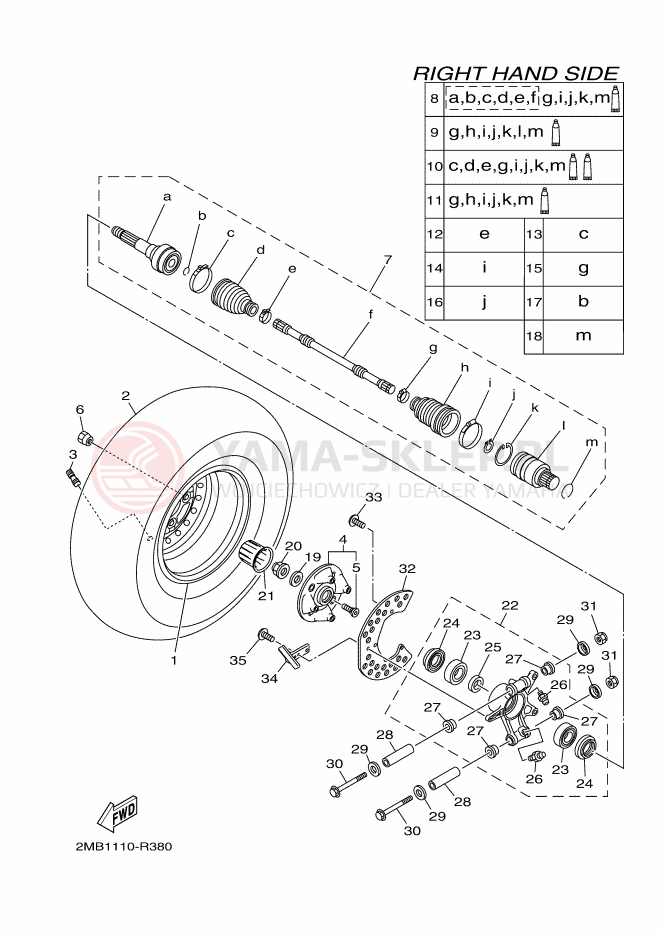Schemat "TYLNE KOŁO 2" do Yamaha VIKING