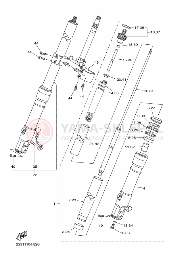 Schemat "Amortyzatory przód" do Yamaha VMAX17