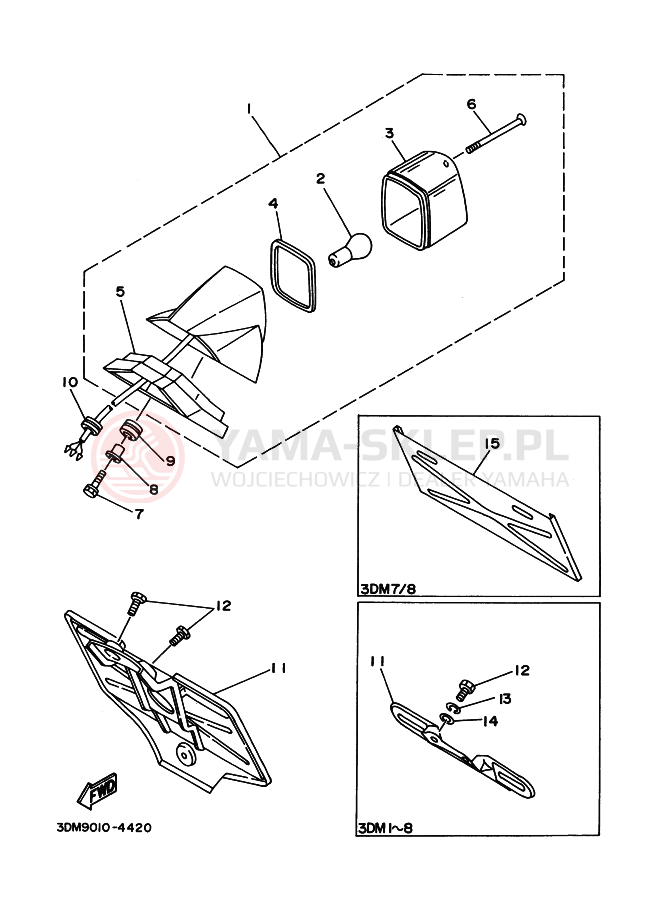Schemat "Oświetlenie tył" do Yamaha XV250 VIRAGO