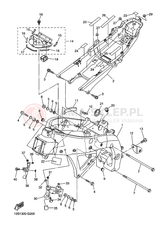 Schemat "rama" do Yamaha YZF-R6