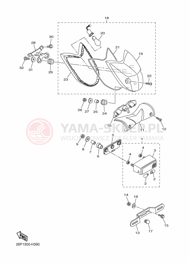 Schemat "lampa tył" do Yamaha XVS950A