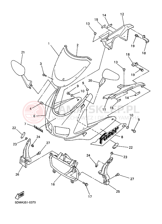 Schemat "Obudowa silnika" do Yamaha FZS600SP FAZER