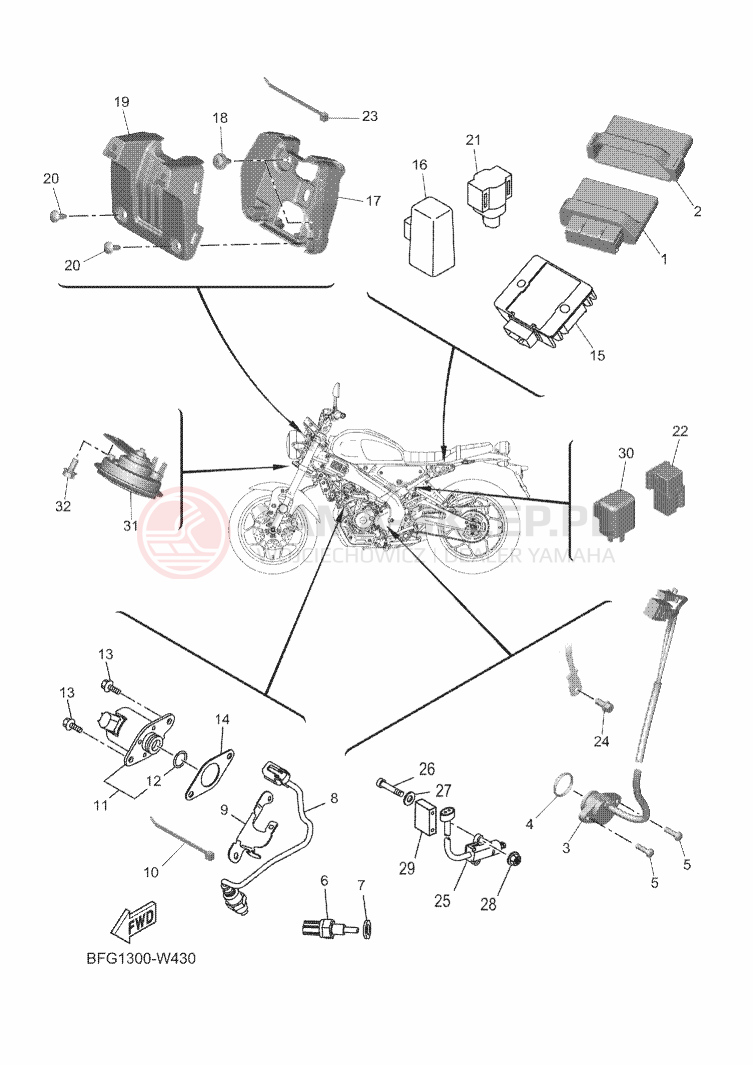 Schemat "układ elektryczny" do Yamaha XSR125