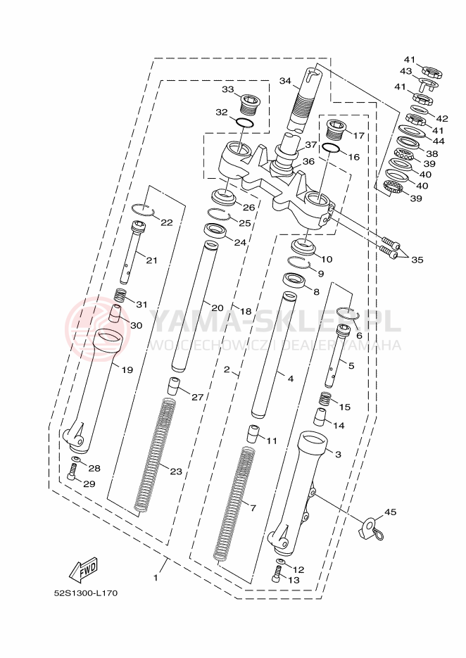 Schemat "Amortyzatory przód" do Yamaha XENTER