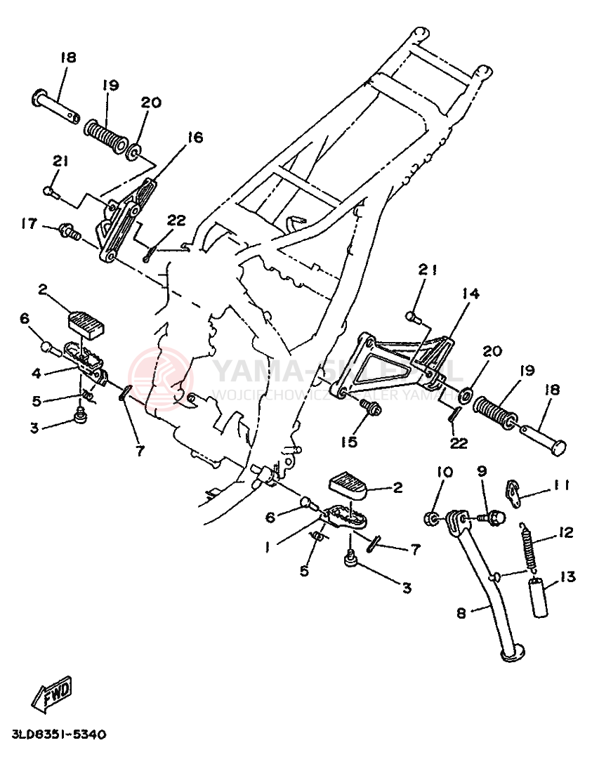 Schemat "Stopka postojowa i podnóżki" do Yamaha XTZ750 SUPERTENERE