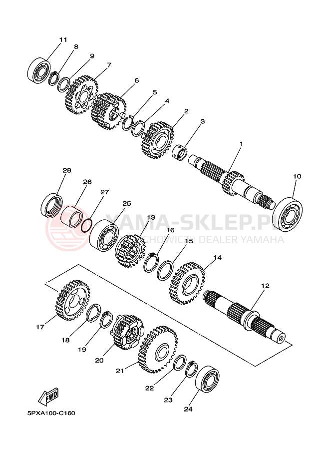 Schemat "Skrzynia biegów " do Yamaha XV1700PC XV17PCS ROADSTAR WARRIOR