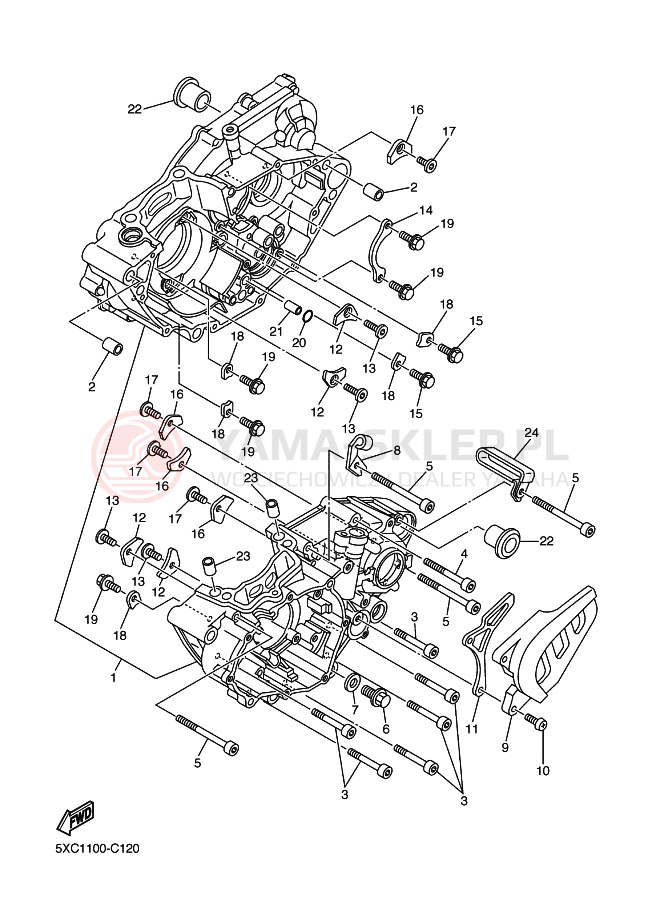 Schemat "Pokrywa silnika" do Yamaha YZ250F