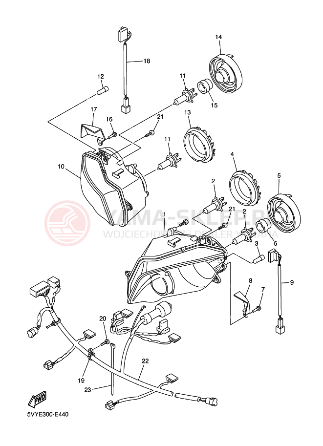 Schemat "Lampa przód" do Yamaha YZF-R1