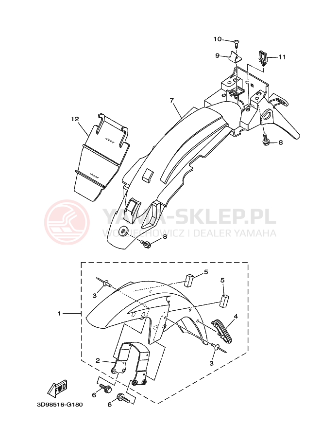 Schemat "błotnik" do Yamaha YBR125ESD