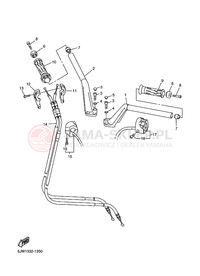 Schemat "Kierownica i osprzęt" do Yamaha FJR1300