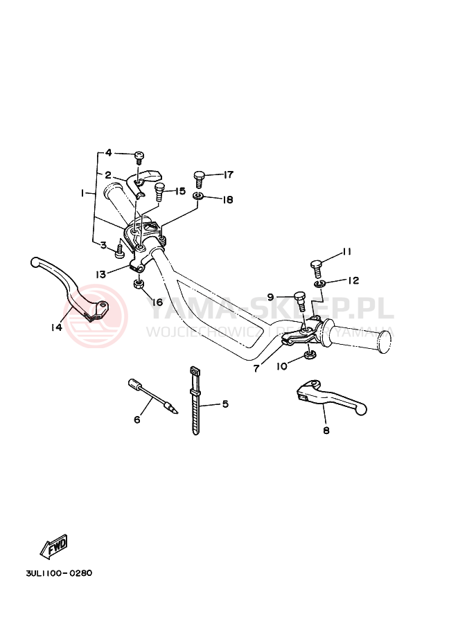 Schemat "Kierownica i osprzęt" do Yamaha RT100