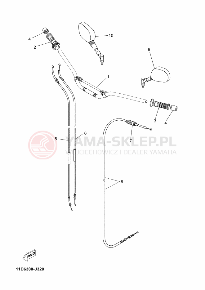 Schemat "Kierownica i osprzęt" do Yamaha TENERE