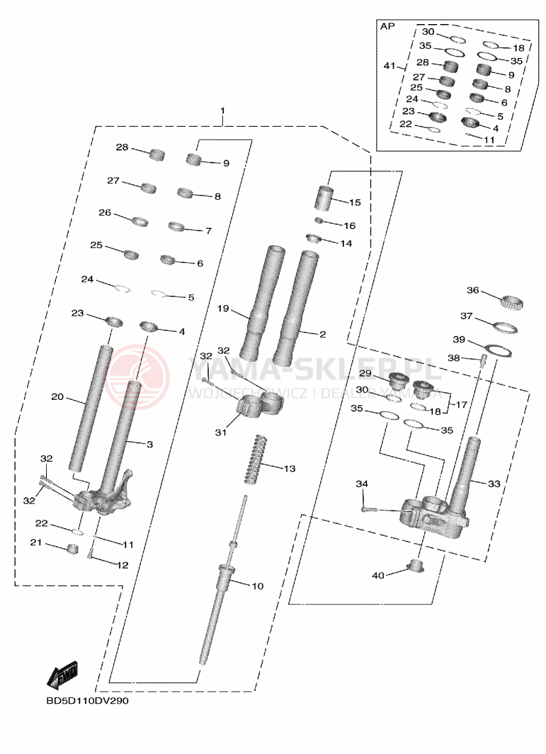 Schemat "Amortyzatory przód" do Yamaha NIKEN GT