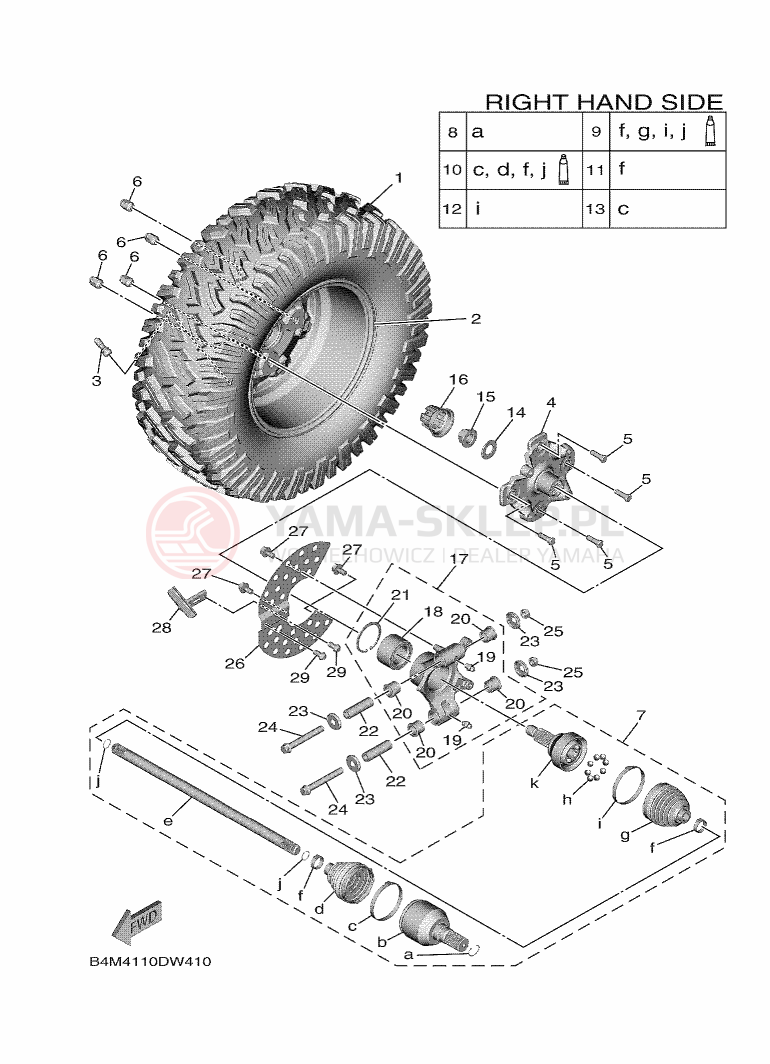 Schemat "Koło tył" do Yamaha WOLVERINE RMAX2 1000 R-SPEC