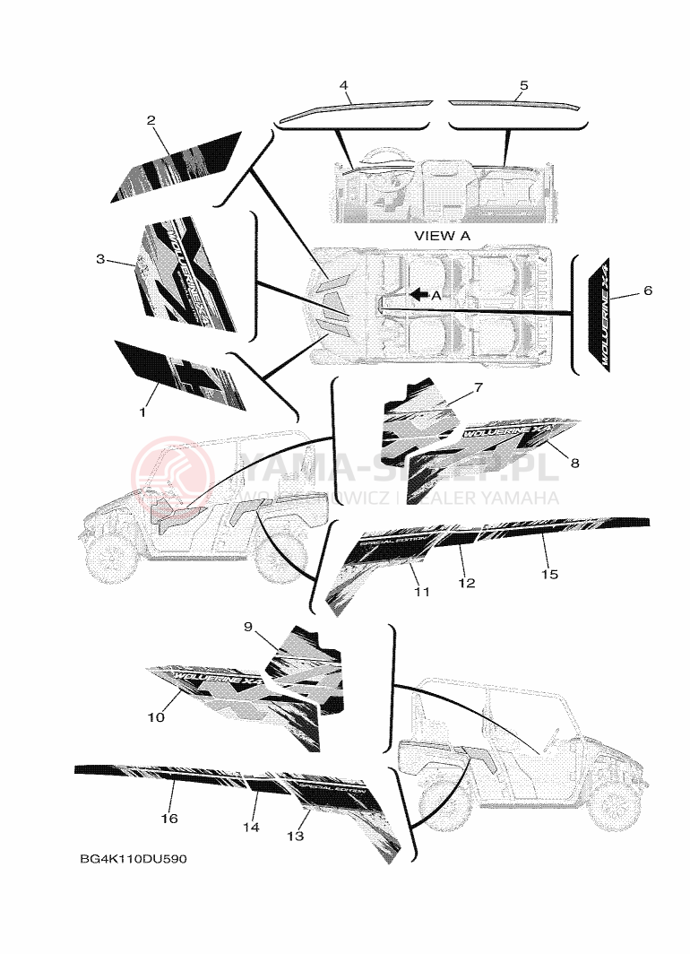 Schemat "Naklejki" do Yamaha WOLVERINE X4 SE