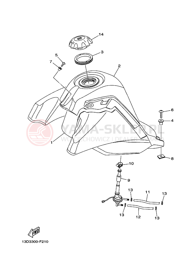 Schemat "zbiornik paliwa" do Yamaha XT125X