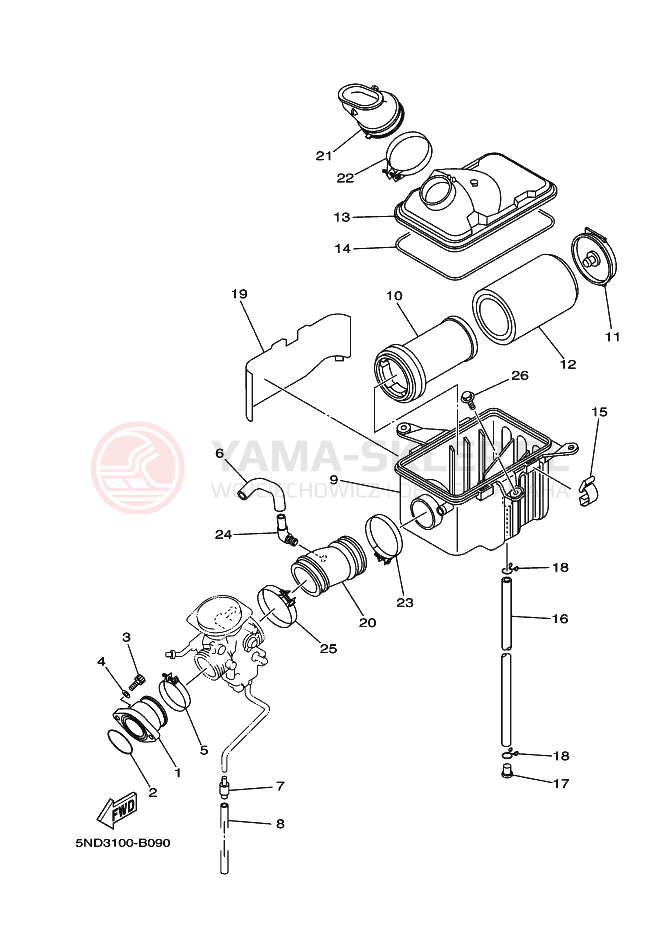 Schemat "Wtrysk paliwa" do Yamaha KODIAK 4WD