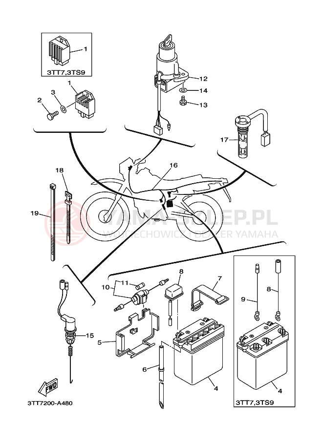 Schemat "układ elektryczny" do Yamaha DT125