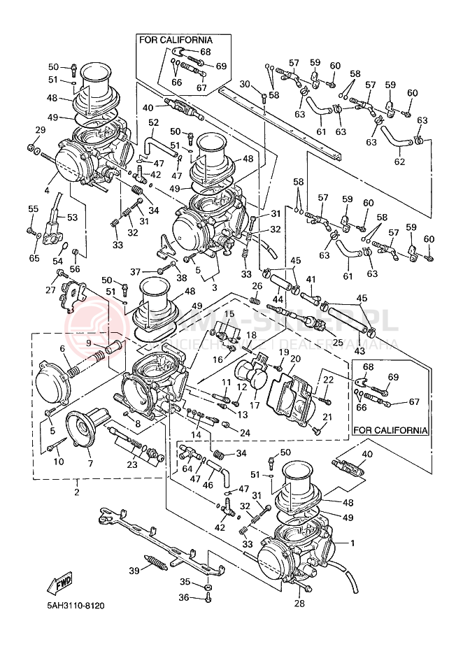 Schemat "Gaźnik" do Yamaha YZF600R YZF600RK YZF