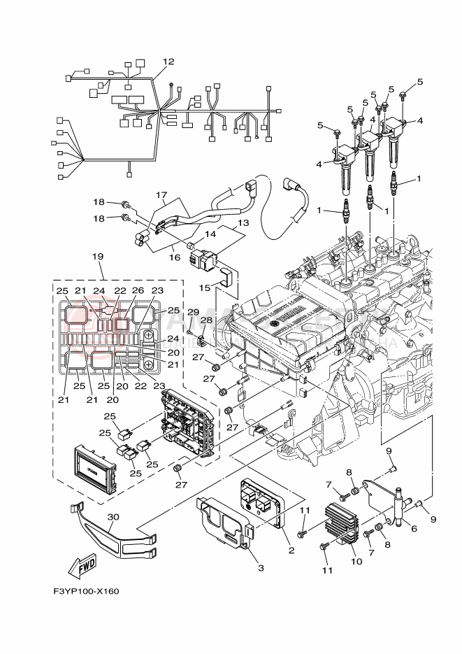 Schemat "układ elektryczny" do Yamaha EX1050D-X