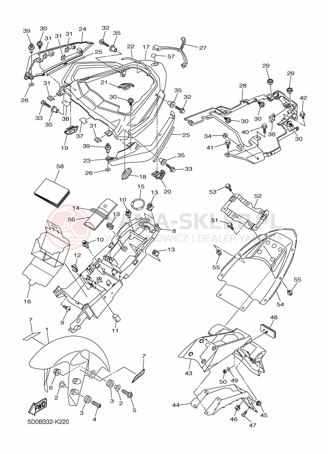 Schemat "błotnik" do Yamaha FZ1-SA