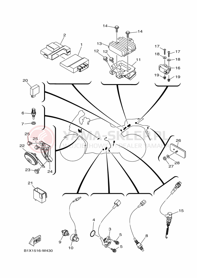 Schemat "układ elektryczny" do Yamaha R3