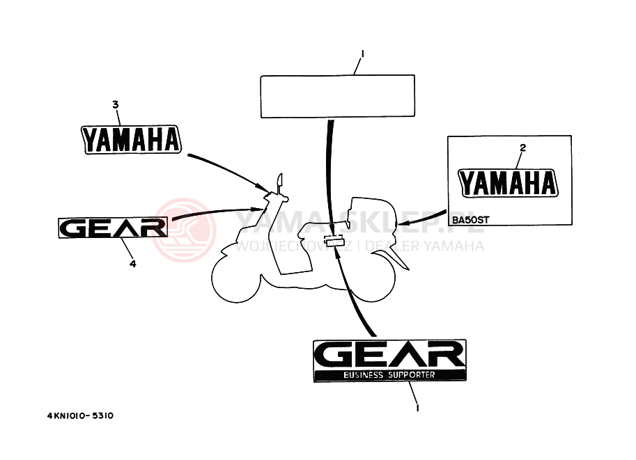 Schemat "naklejki" do Yamaha BA50N GEAR