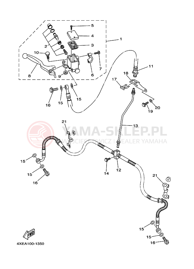 Schemat "Pompa hamulcowa przednia" do Yamaha YFM250