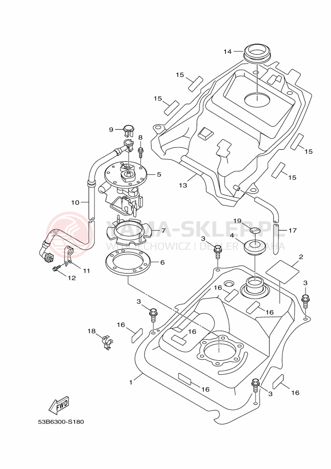 Schemat "zbiornik paliwa" do Yamaha XENTER 125