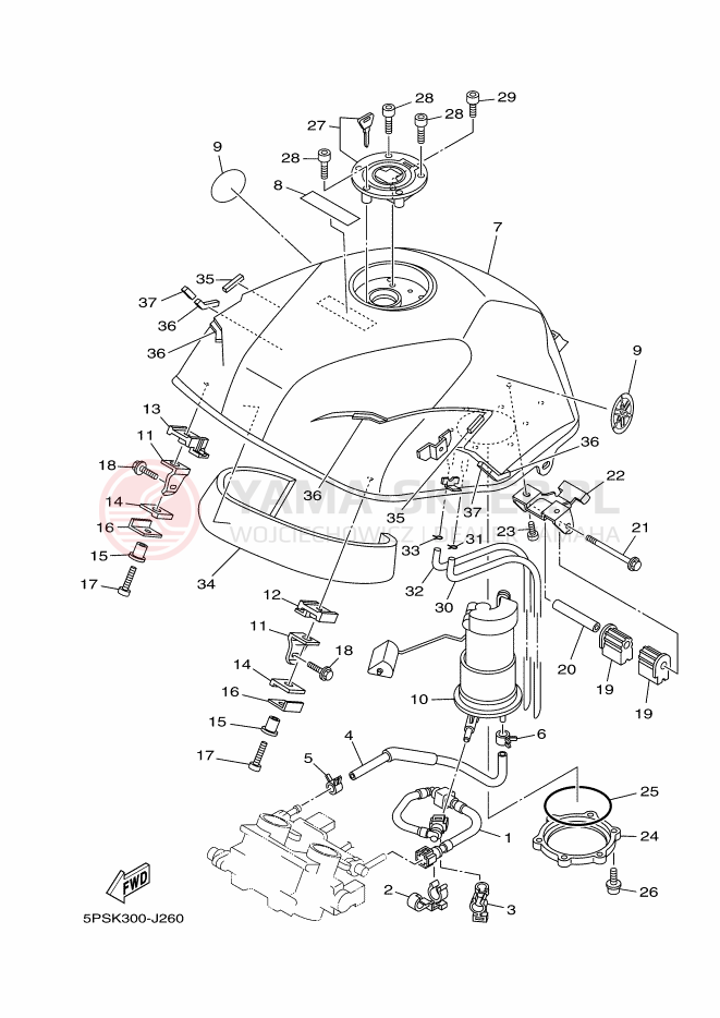 Schemat "zbiornik paliwa" do Yamaha TDM900