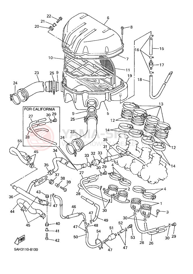 Schemat "Wtrysk paliwa" do Yamaha YZF600R YZF600RK YZF
