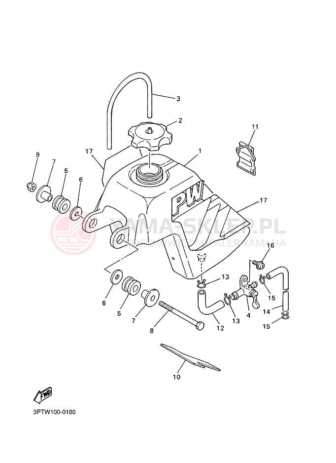 Schemat "zbiornik paliwa" do Yamaha PW50
