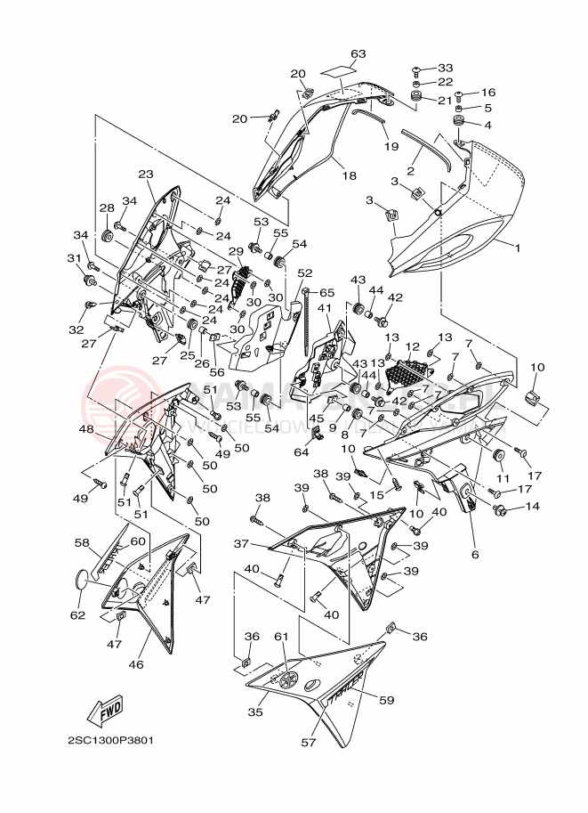 Schemat "POKRYWA SILNIKA" do Yamaha TRACER