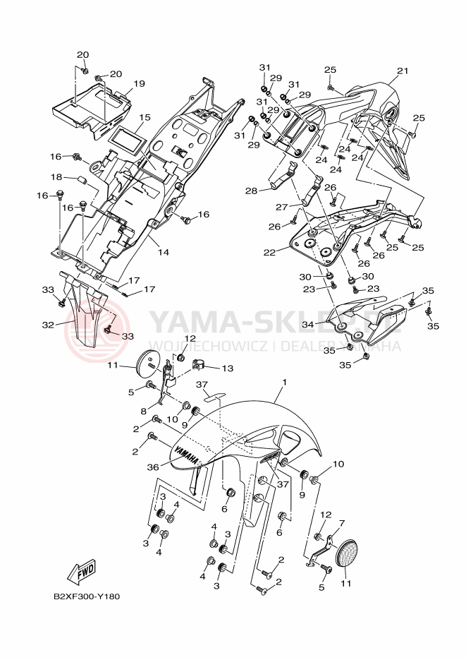 Schemat "błotnik" do Yamaha R3