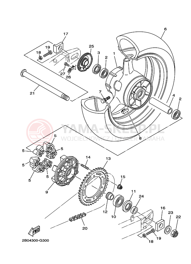 Schemat "Koło tył" do Yamaha TDM900A
