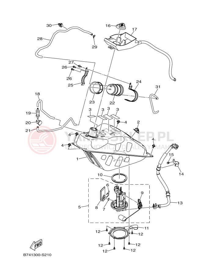 Schemat "zbiornik paliwa" do Yamaha X-MAX 300
