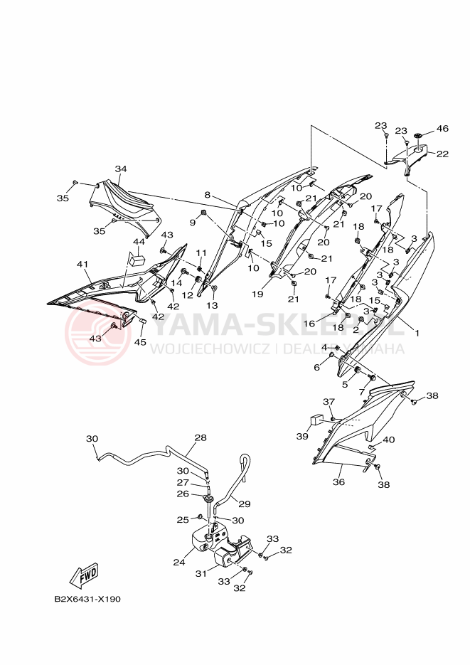 Schemat "Pokrywa boczna" do Yamaha YZF-R3