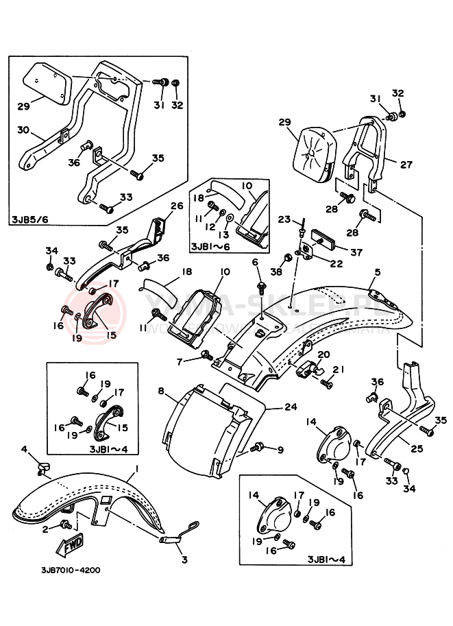 Schemat "błotnik" do Yamaha XV400 VIRAGO