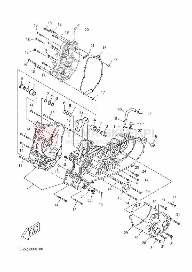 Schemat "Obudowa silnika" do Yamaha XMAX 300 POLICE