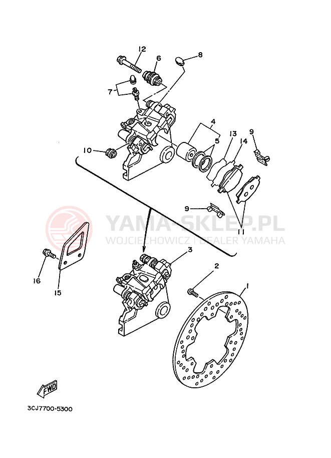 Schemat "Zacisk hamulcowy tylny" do Yamaha DT200R DT200RG