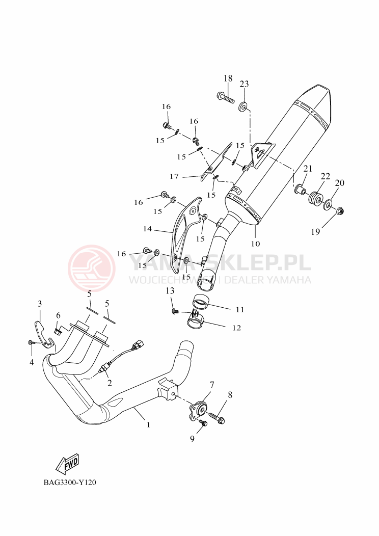 Schemat "Wydech końcowy" do Yamaha TENERE 700