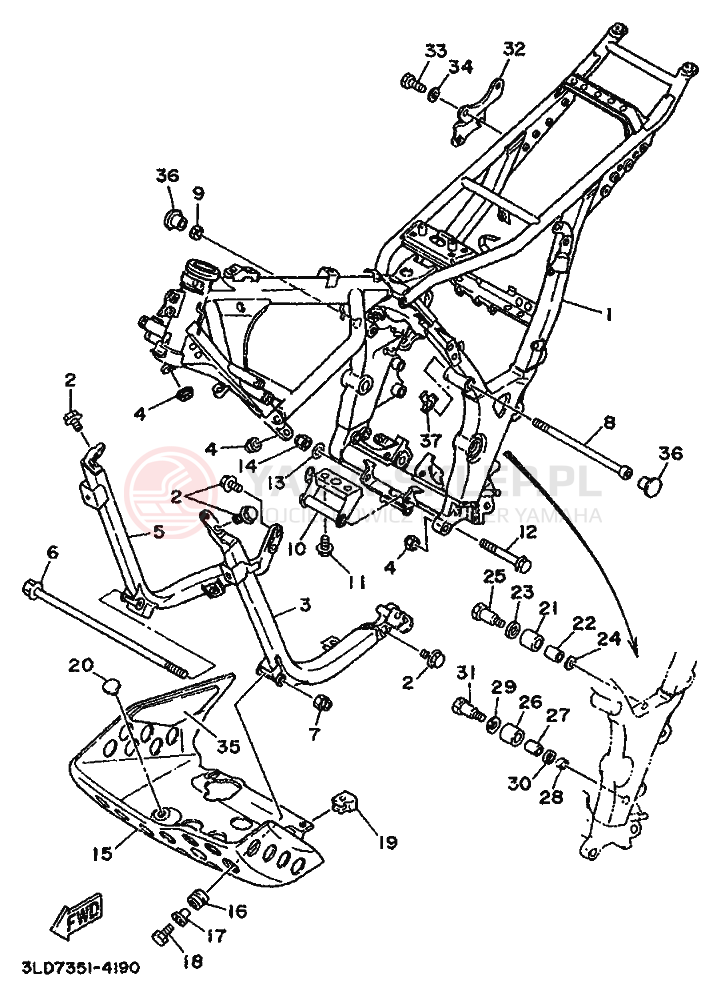 Schemat "rama" do Yamaha XTZ750 SUPERTENERE
