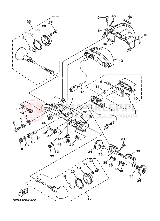 Schemat "lampa tył" do Yamaha XV1700PC XV17PCS ROADSTAR WARRIOR